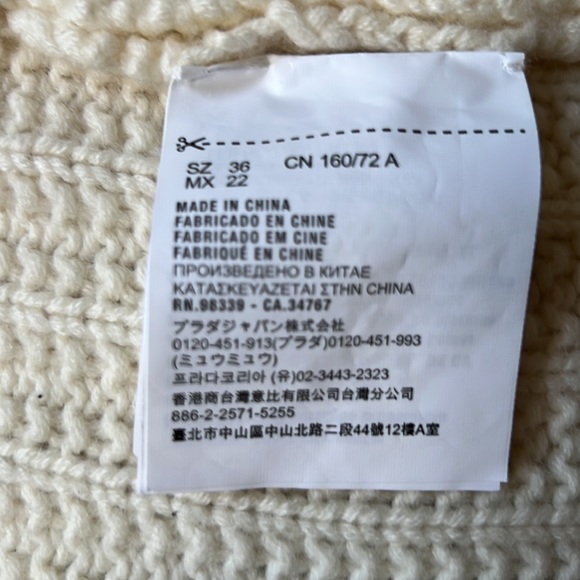 Lady front open cashmere cardigan. Size:S/XS. Cream based color - Picture 4 of 6